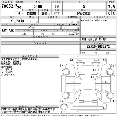 Toyota C-HR  с аукциона в Японии