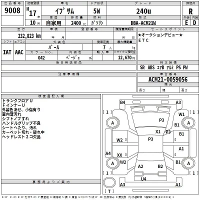 Toyota IPSUM  с аукциона в Японии
