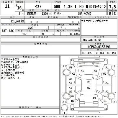 Toyota IST  с аукциона в Японии