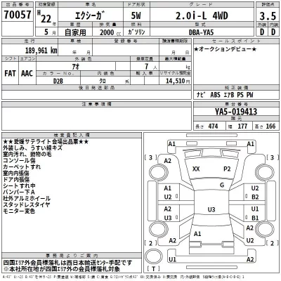 Subaru EXIGA  с аукциона в Японии