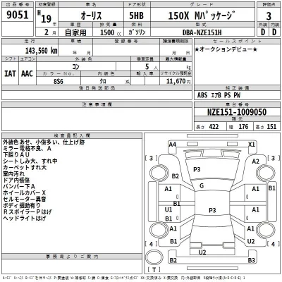 Toyota AURIS  с аукциона в Японии