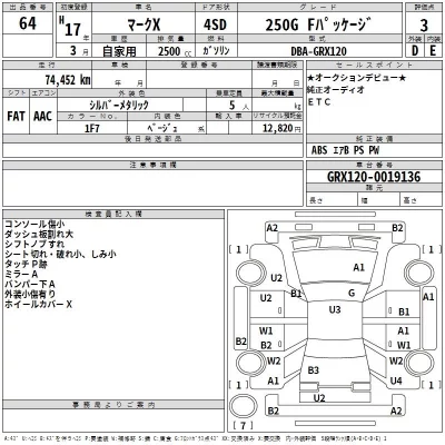 Toyota MARK X  с аукциона в Японии