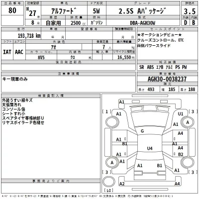 Toyota ALPHARD  с аукциона в Японии