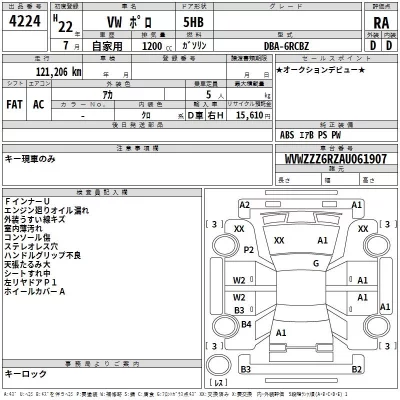 Volkswagen POLO  с аукциона в Японии