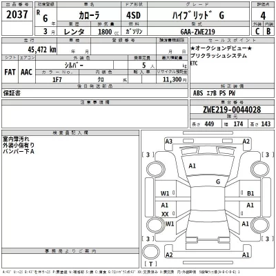 Toyota COROLLA  с аукциона в Японии