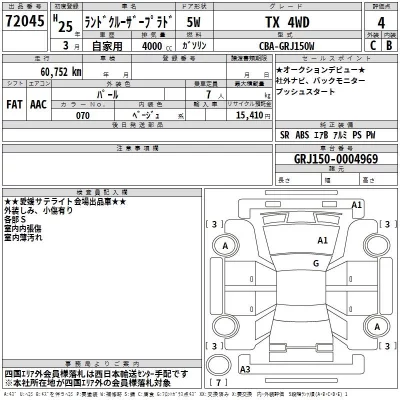Toyota LAND CRUISER PRADO  с аукциона в Японии