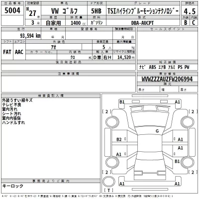Volkswagen GOLF  с аукциона в Японии