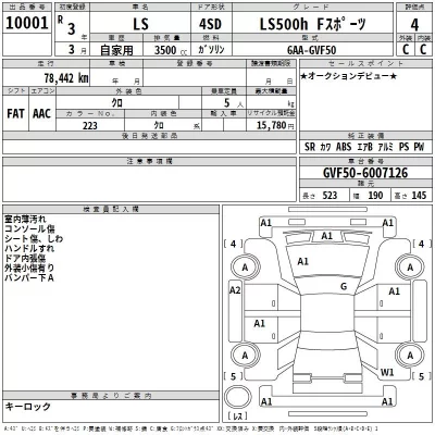 Lexus LS  с аукциона в Японии