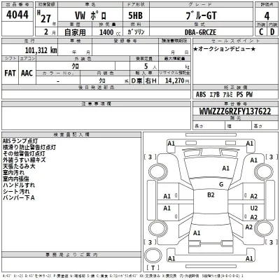 Volkswagen POLO  с аукциона в Японии
