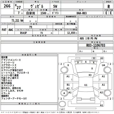 Honda VEZEL  с аукциона в Японии
