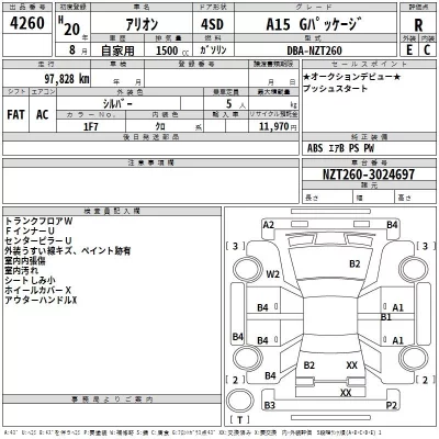 Toyota ALLION  с аукциона в Японии