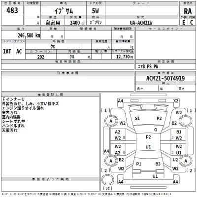 Toyota IPSUM  с аукциона в Японии