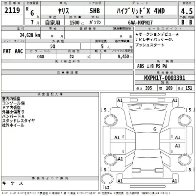 Toyota YARIS  с аукциона в Японии