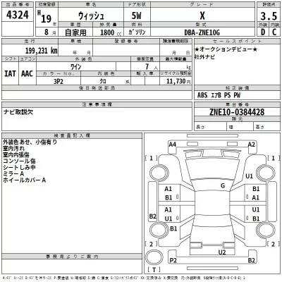 Toyota WISH  с аукциона в Японии