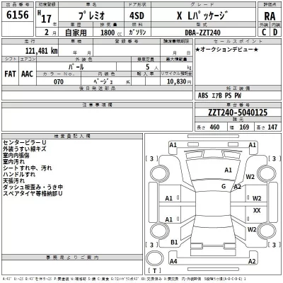 Toyota PREMIO  с аукциона в Японии