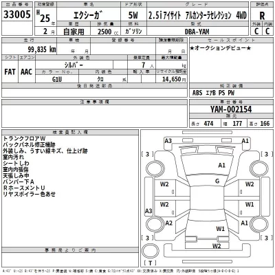 Subaru EXIGA  с аукциона в Японии