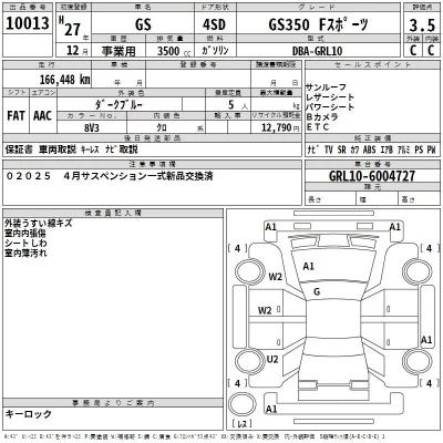 Lexus GS  с аукциона в Японии