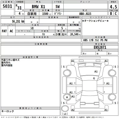 BMW X1  с аукциона в Японии