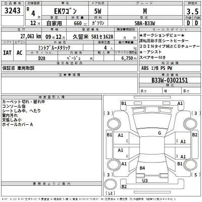 Mitsubishi EK WAGON  с аукциона в Японии