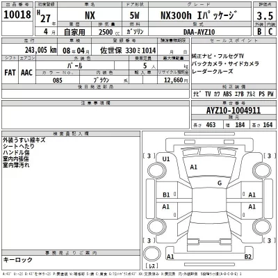 Lexus NX  с аукциона в Японии