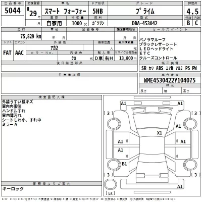 Smart FORFOUR  с аукциона в Японии