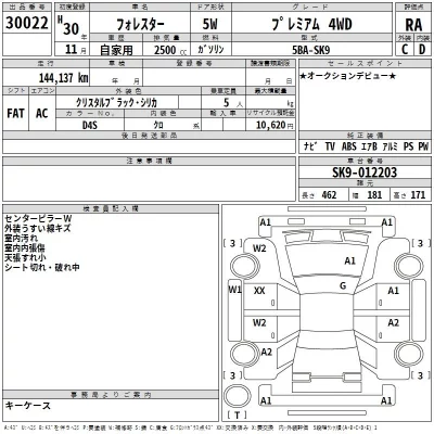 Subaru FORESTER  с аукциона в Японии