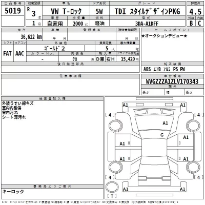 Volkswagen T-ROC  с аукциона в Японии