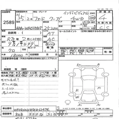 Ford KUGA  с аукциона в Японии