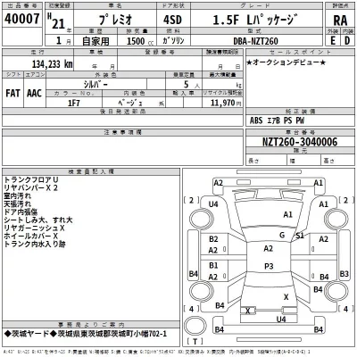 Toyota PREMIO  с аукциона в Японии