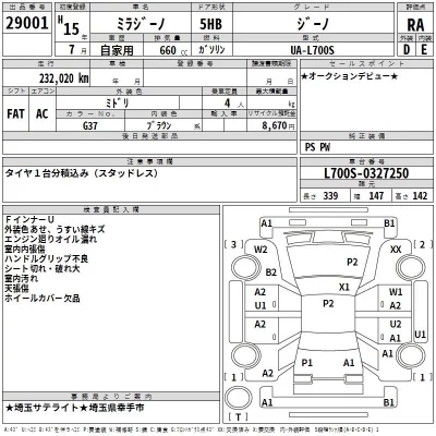 Daihatsu MIRA  с аукциона в Японии