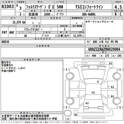 Volkswagen POLO  с аукциона в Японии