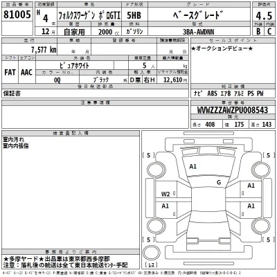 Volkswagen POLO  с аукциона в Японии