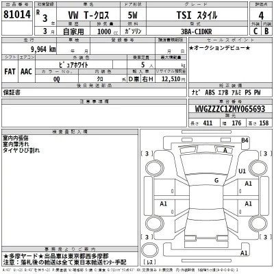 Volkswagen T-CROSS  с аукциона в Японии