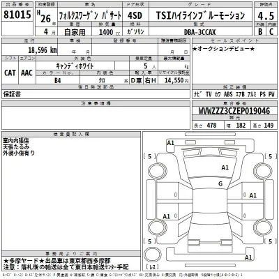 Volkswagen PASSAT  с аукциона в Японии