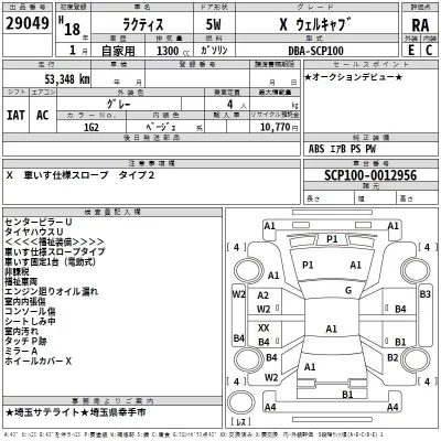 Toyota RACTIS  с аукциона в Японии