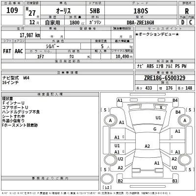 Toyota AURIS  с аукциона в Японии
