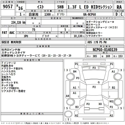 Toyota IST  с аукциона в Японии