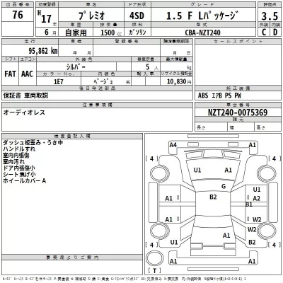 Toyota PREMIO  с аукциона в Японии