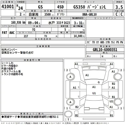 Lexus GS  с аукциона в Японии