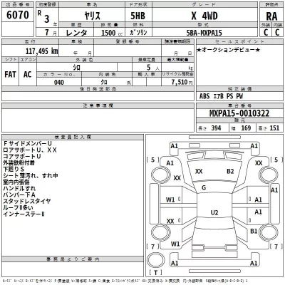 Toyota YARIS  с аукциона в Японии