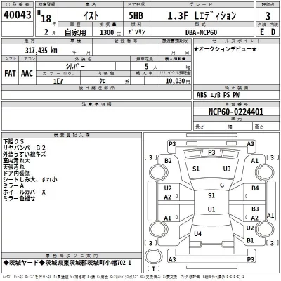 Toyota IST  с аукциона в Японии