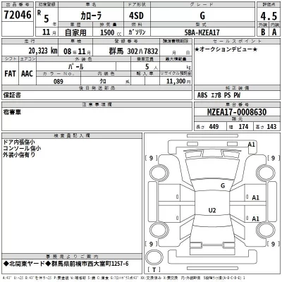 Toyota COROLLA  с аукциона в Японии
