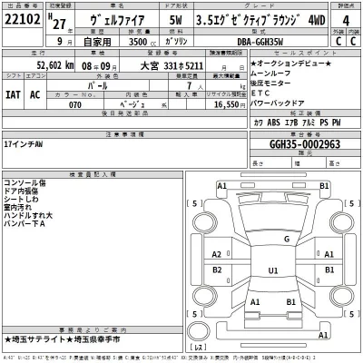 Toyota VELLFIRE  с аукциона в Японии