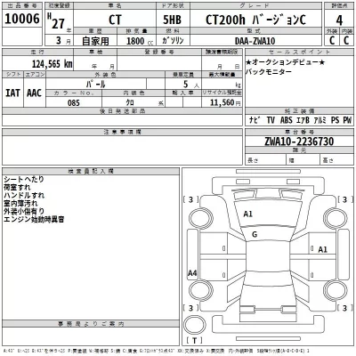 Lexus CT  с аукциона в Японии