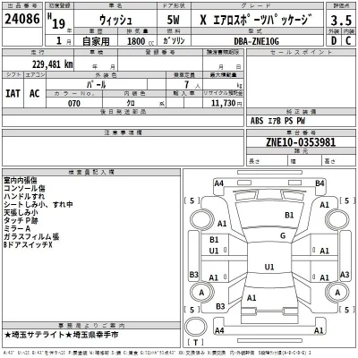 Toyota WISH  с аукциона в Японии