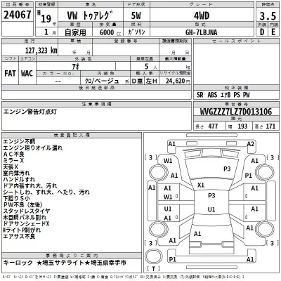 Volkswagen Touareg  с аукциона в Японии