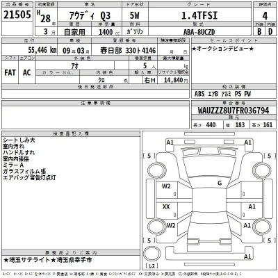 Audi Q3  с аукциона в Японии
