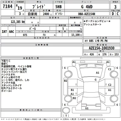 Toyota BLADE  с аукциона в Японии