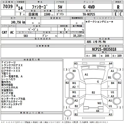 Toyota FUNCARGO  с аукциона в Японии