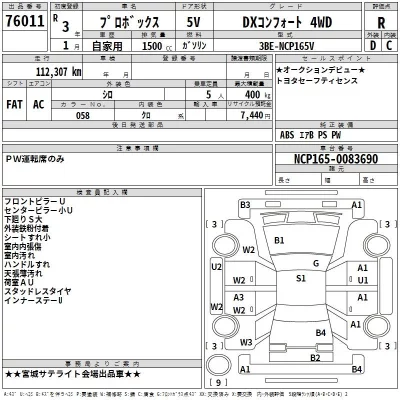 Toyota PROBOX  с аукциона в Японии